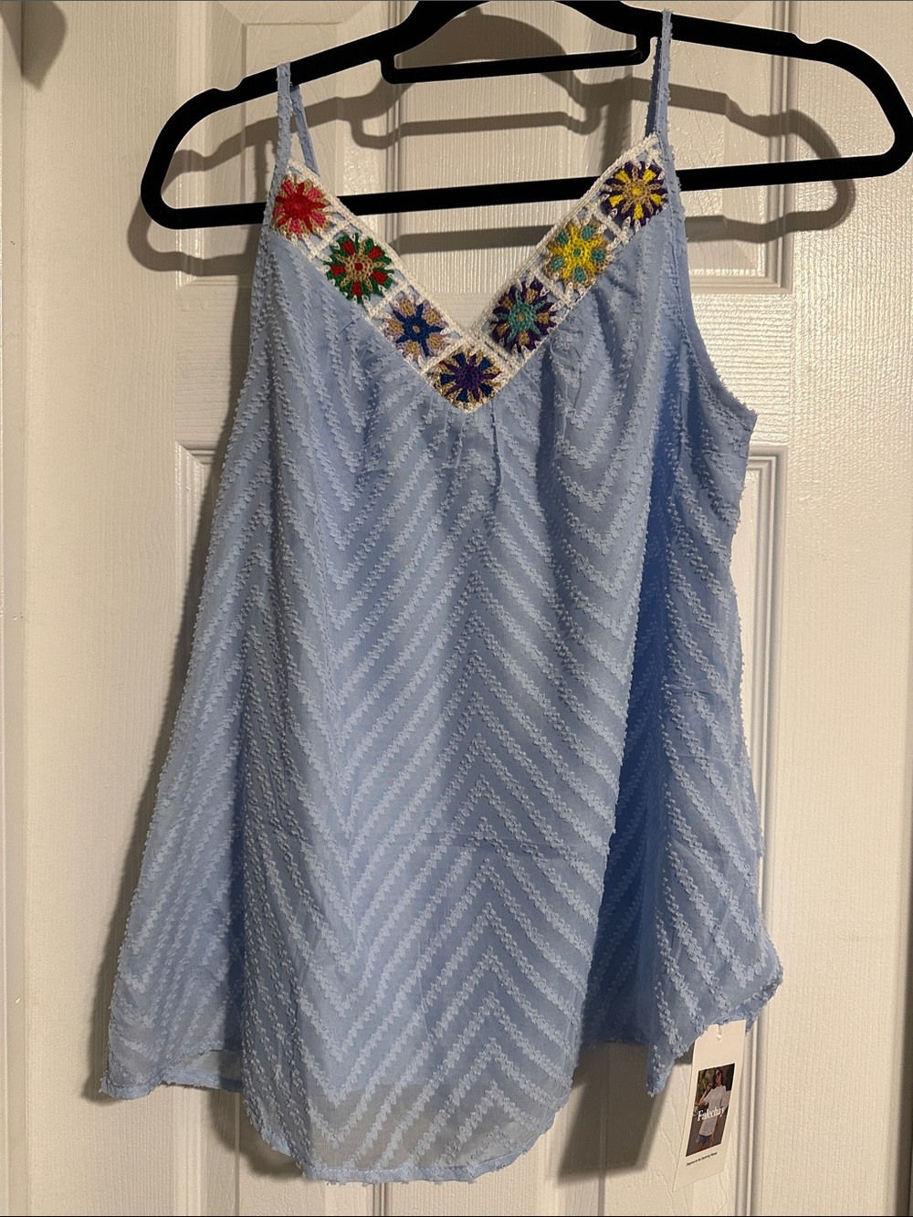 Light Blue Embroidered V-Neck Women’s Camisole